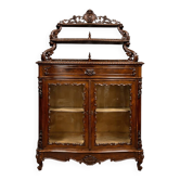 Curved display cabinet from the Napoleonic III era in mahogany.