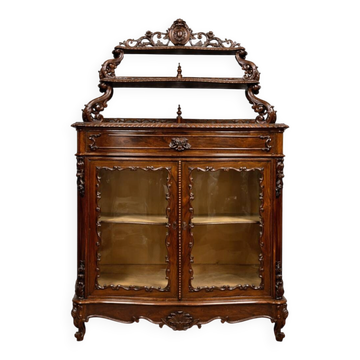 Vitrine galbée époque Napoléon III en acajou