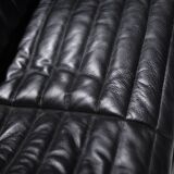 Stunning Sandra sofa in new black leather by Annie Hieronimus for Cinna France