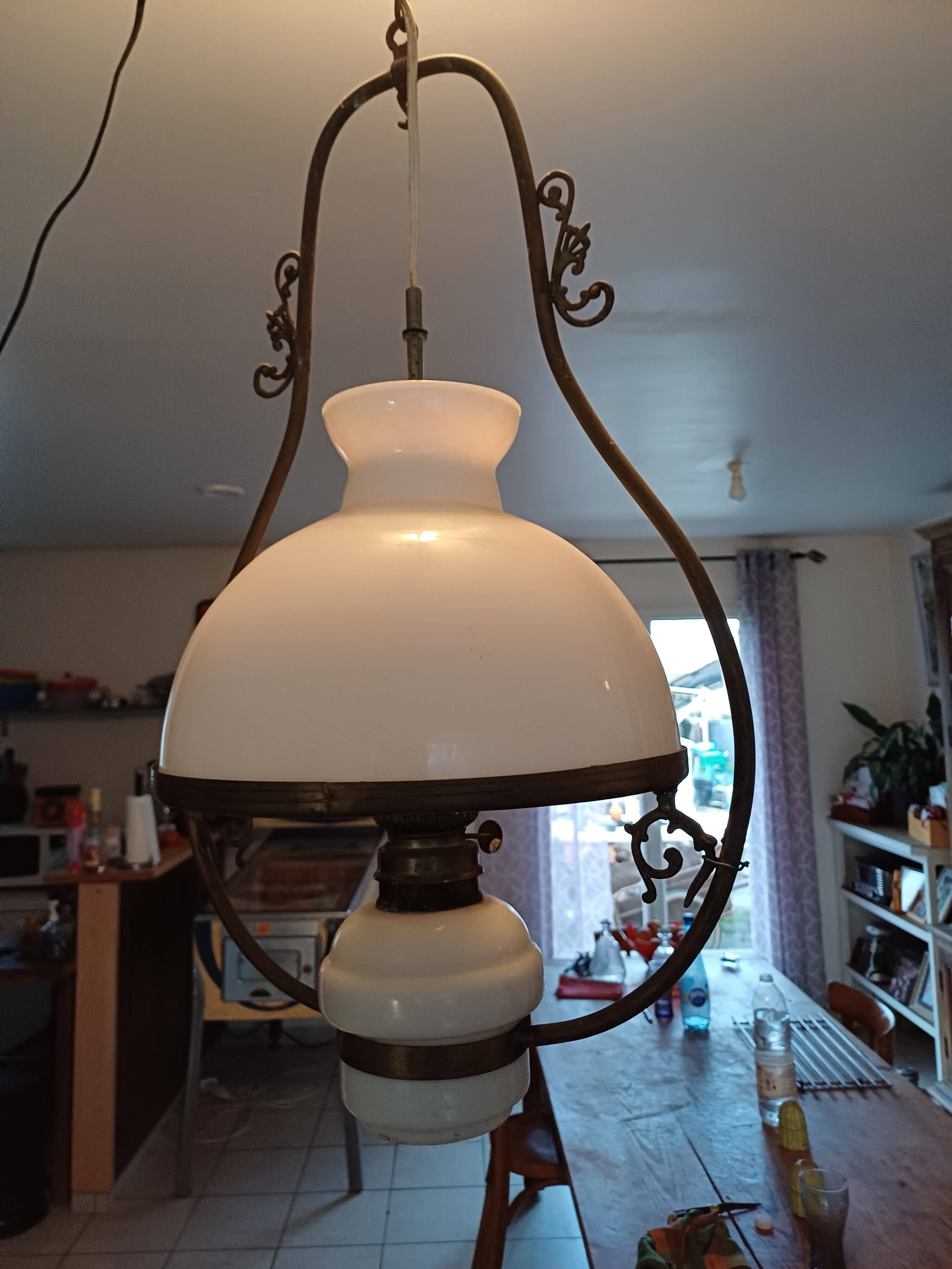 19th century white opaline pendant light