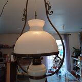 19th century white opaline pendant light