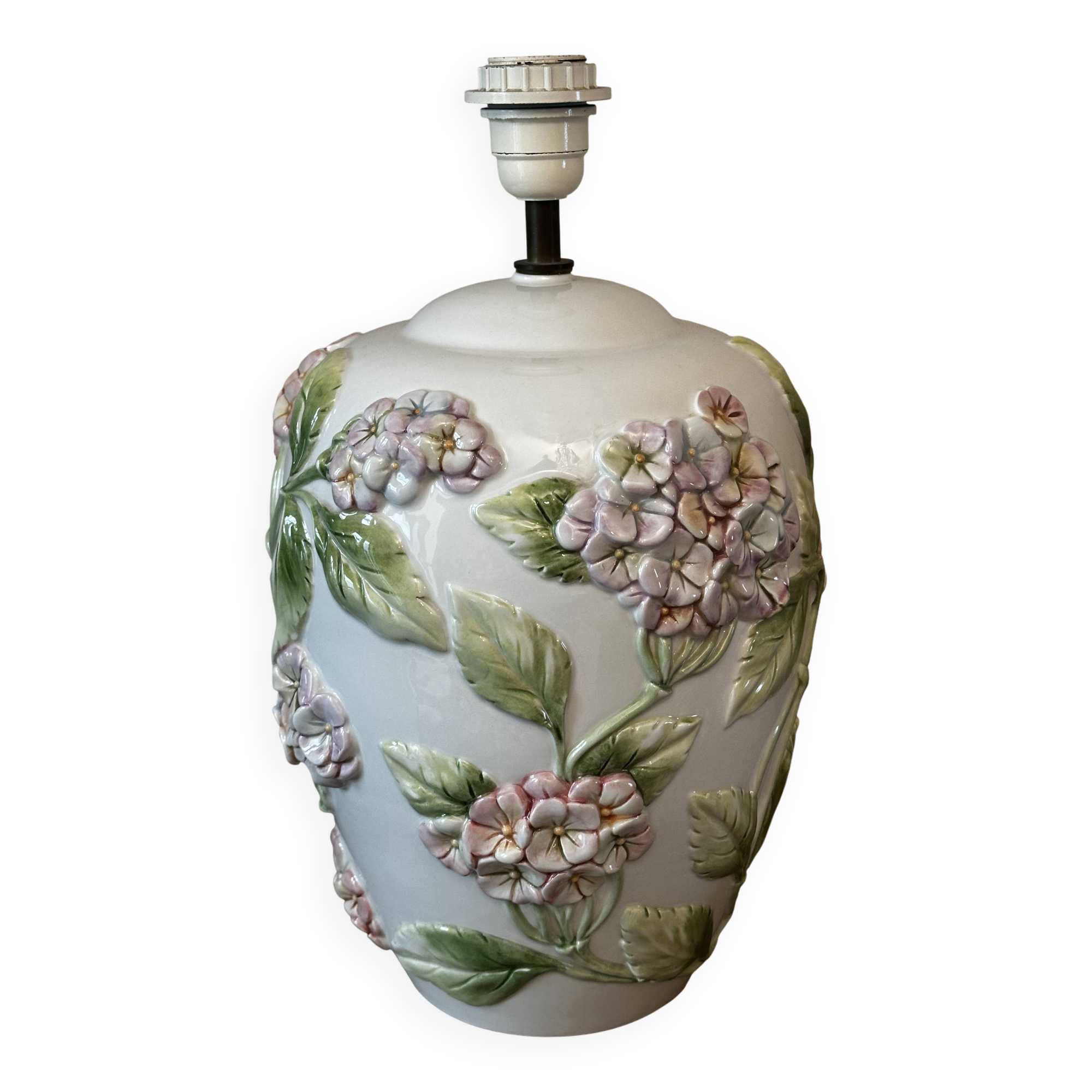 Chaumette Model Hortensias Lamp Base - Barbotine H 40 cm