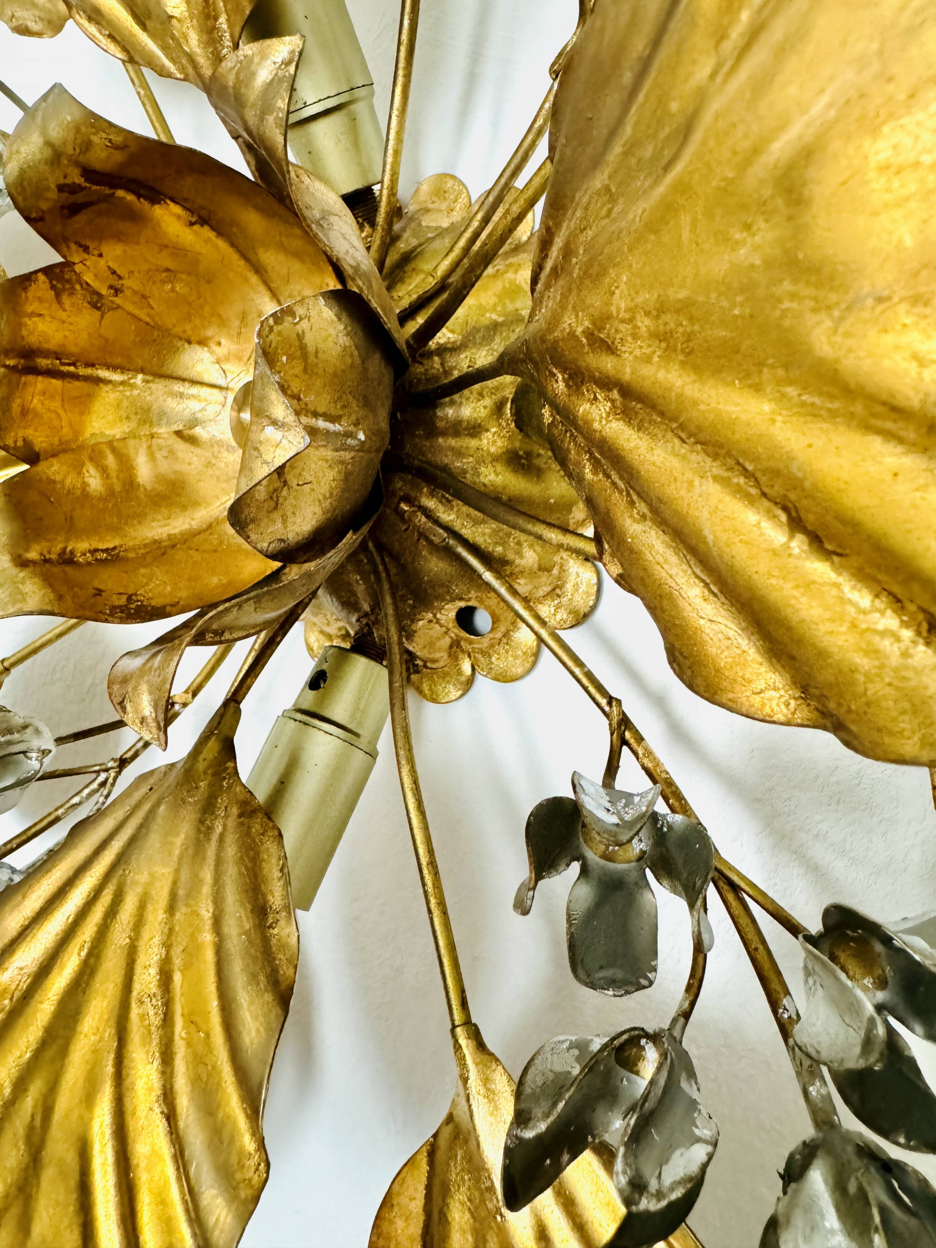 Floral Hollywood Regency Wall or Ceiling Lamp by Hans Kögl