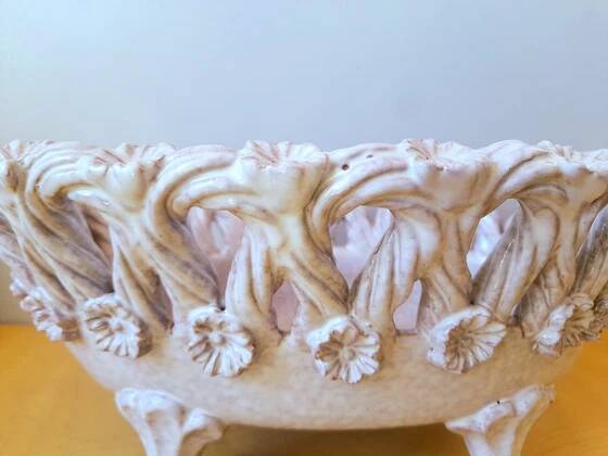 Woven ceramic fruit bowl, Fratelli Fanciullacci 1950