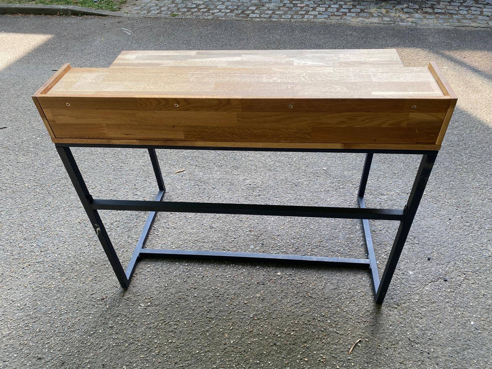 Scandinavian desk in solid oak and black metal 105cm