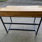 Scandinavian desk in solid oak and black metal 105cm