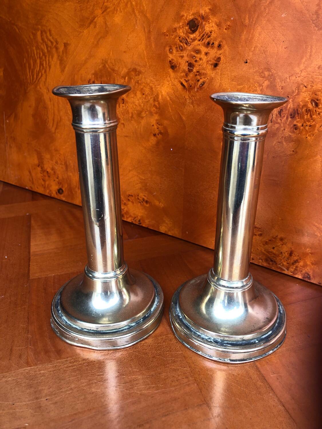 Pair of antique brass candlesticks