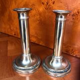 Paire de bougeoirs en laiton ancien