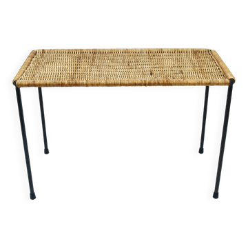 Table d'appoint longue Carl Aubock, banc à fleurs, rotin, osier, Autriche, années 1950