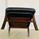 Vintage mid-century Scandinavian black leather lounge chair 1970s