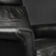Mid-century Danish black leather swivel chair by Georg Thams, 1960s.
