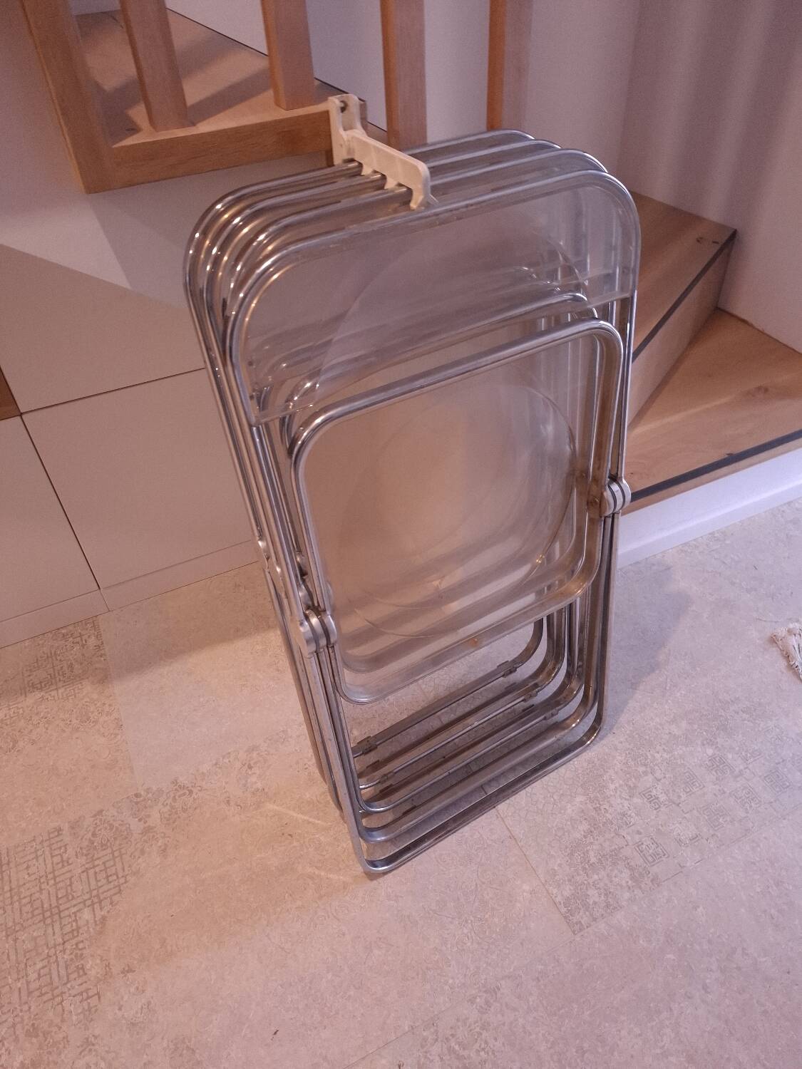 5 vintage 70'S chairs + Giancarlo Piretti Castelli support