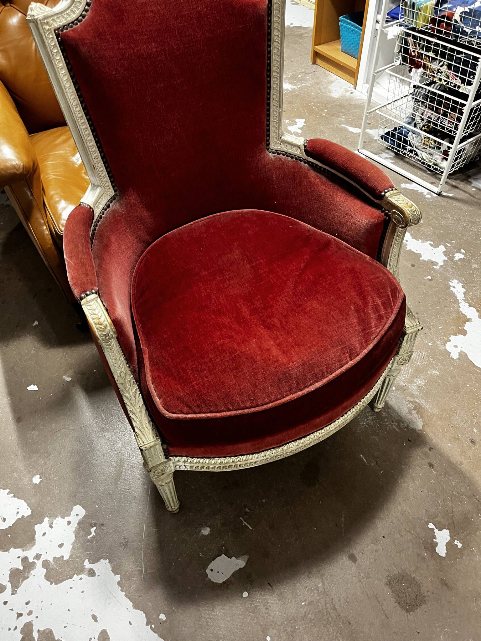 Antique Louis XVI style armchair - around 1900 - traditional upholstery