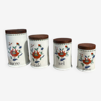 Spice jars Pavots Porcelaine de Paris
