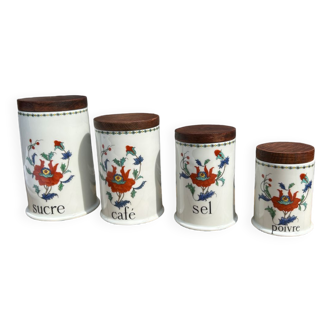 Spice jars Pavots Porcelaine de Paris