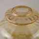 Large Mid Century Amber Glass Light Shade With Ribbed Effect & Frilled Edge