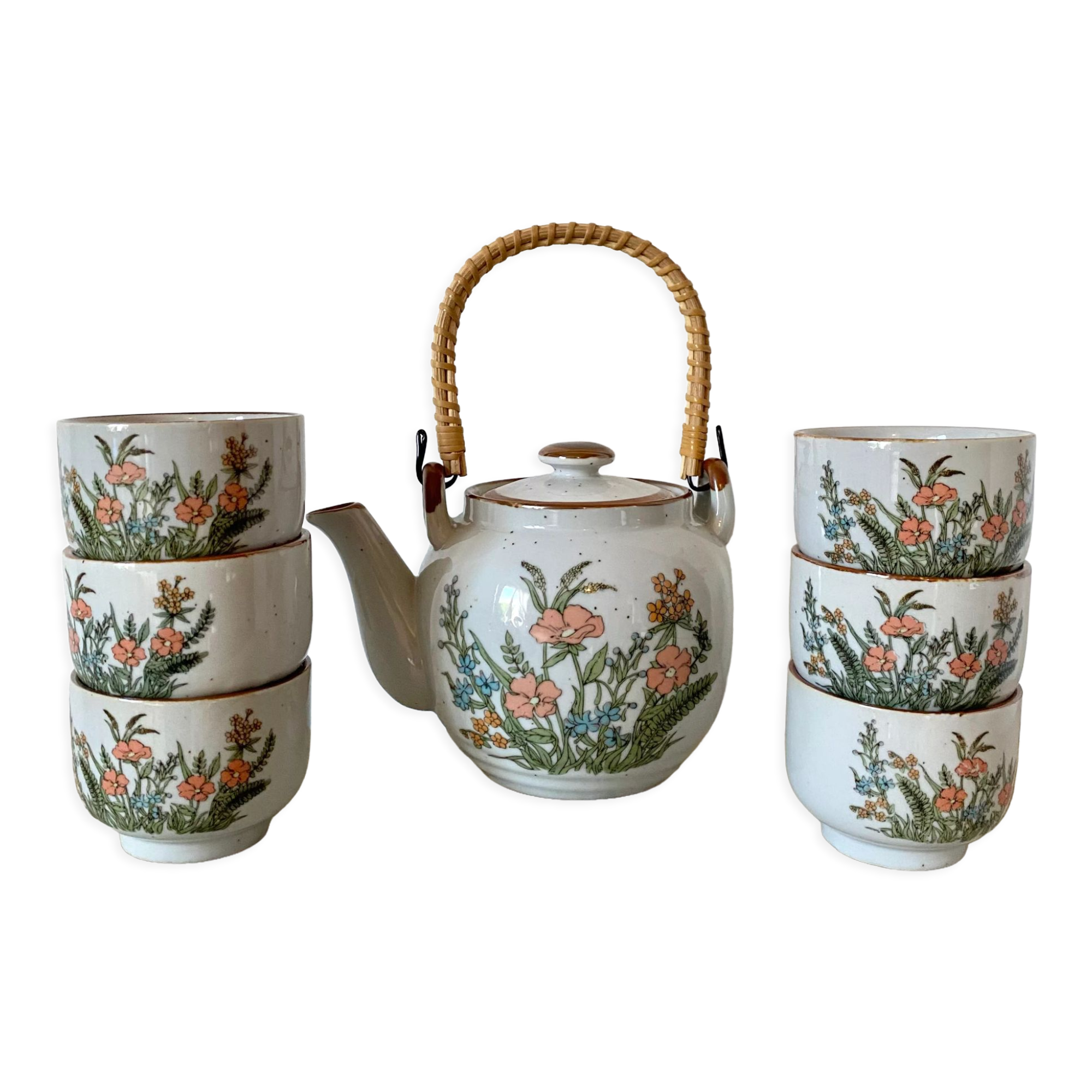 Vintage flowered stoneware tea service