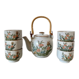 Service à thé en grès vintage fleuri