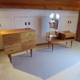 Console dressing table - hall furniture - drawer and mirror - 60s - vintage - modernist