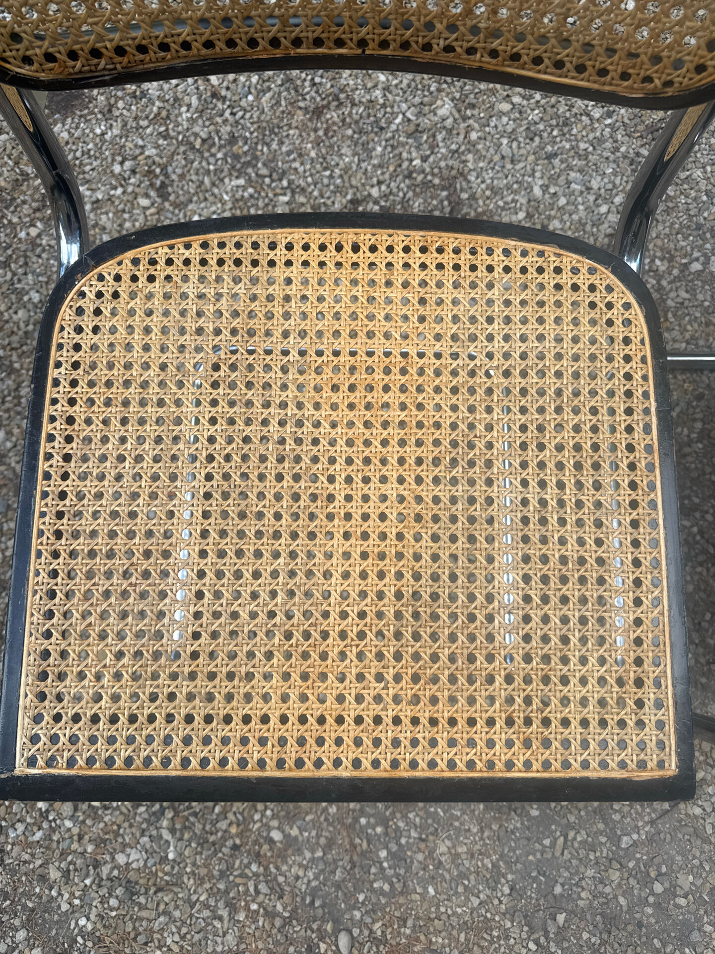 Pair of Marcel Breuer B32 Cesca chairs made in Italy.