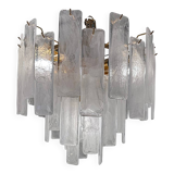 Contemporary Venied-White “Listelli Alabastro” Murano Glass Style Chandeli