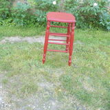 High stool in turned wood