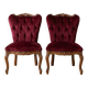 Pair of Baroque style armchairs in red velvet