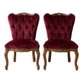 Paire de fauteuils style Baroque en velours rouge