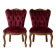 Pair of Baroque style armchairs in red velvet