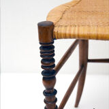 Chiavarina chairs in cherry wood with straw seat, early 20th century, Set of Four