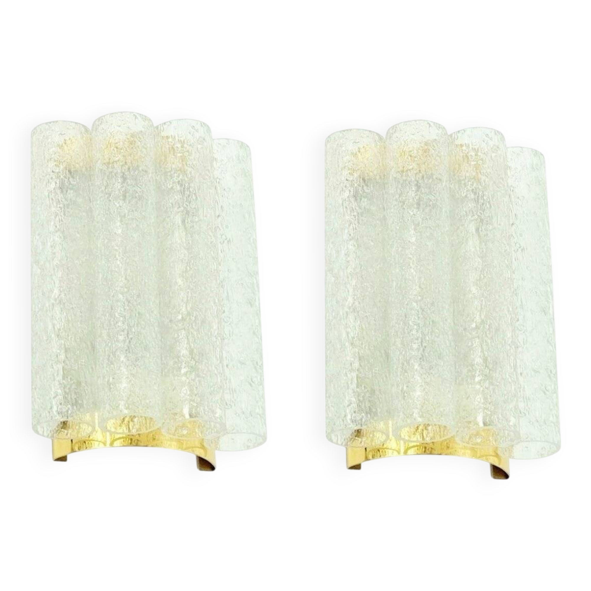 Paire d'appliques murales en verre dépoli et laiton, style Mid-Century - Doria, Allemagne, années 1960