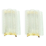 Paire d'appliques murales en verre dépoli et laiton, style Mid-Century - Doria, Allemagne, années 1960