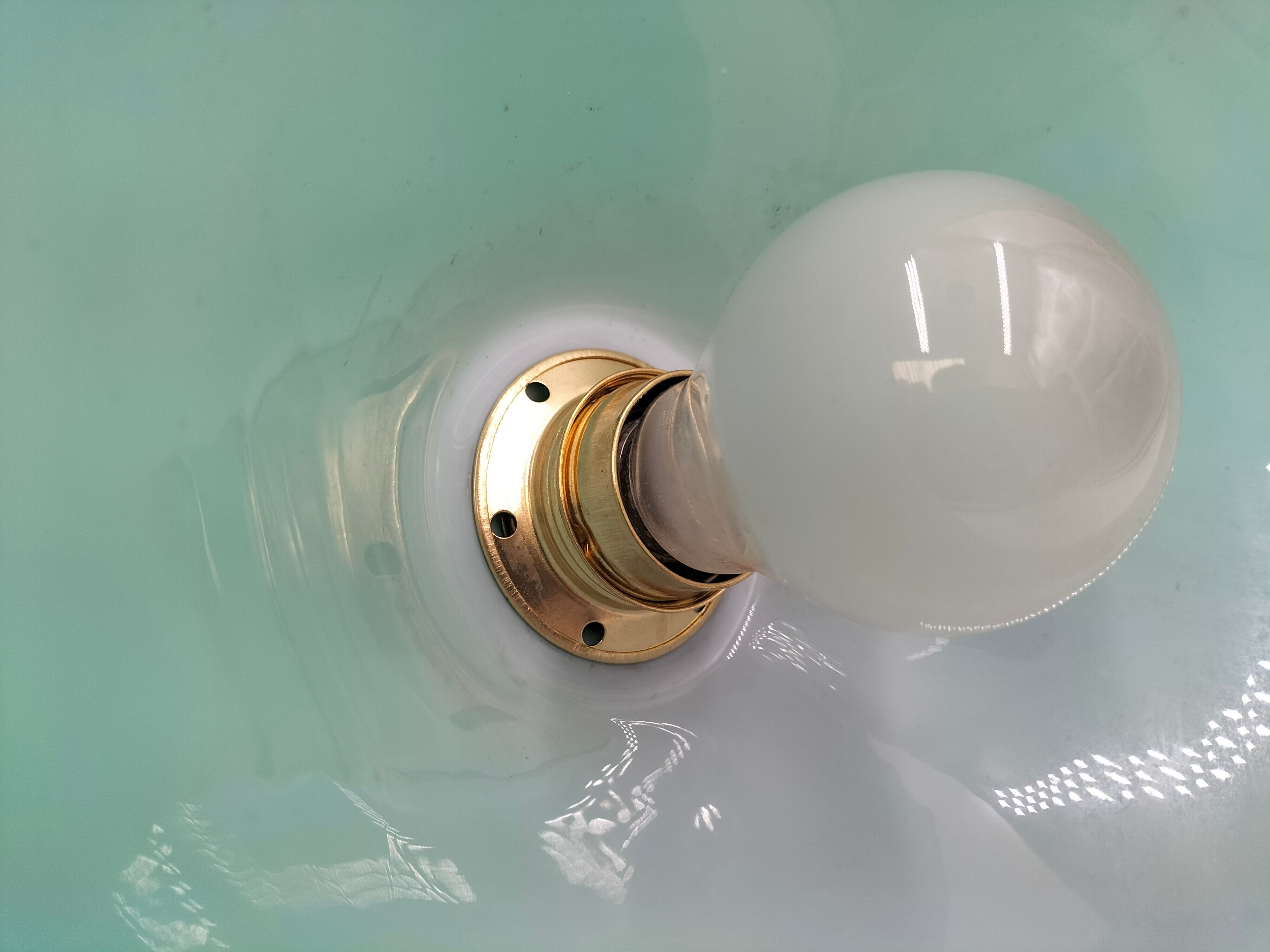 Pendant light green opaline cone