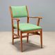 Vintage wooden and fabric armchair, Italian design from the 1950s.