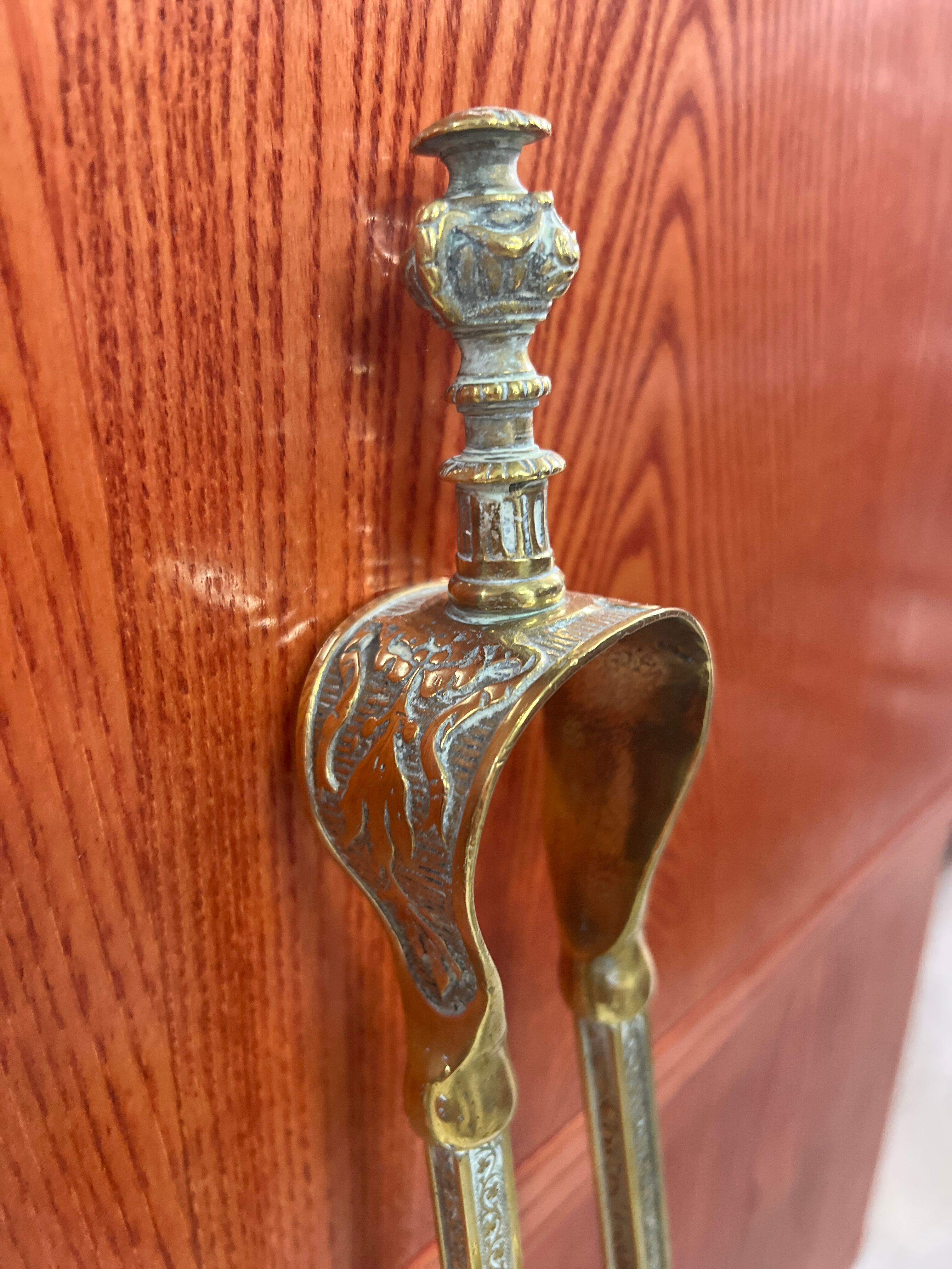 Vintage brass fireplace servant