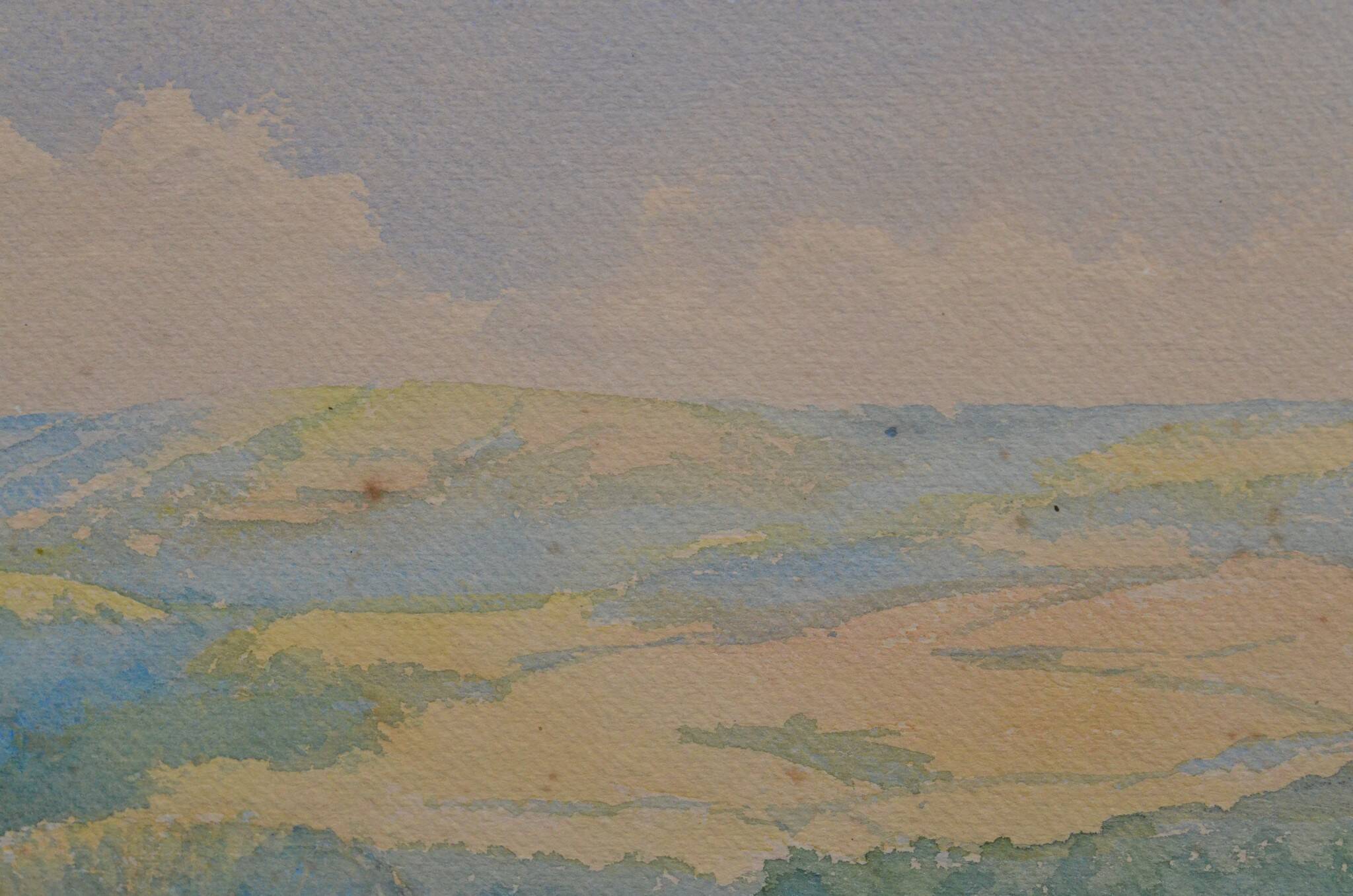 JL PONT (20th century) "Hilly Landscape" Signed watercolour