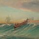 Fishing boat in the Mediterranean, oil by François Gautier