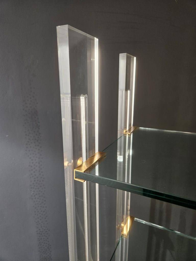 Designer shelf 70 in plexi glass and brass