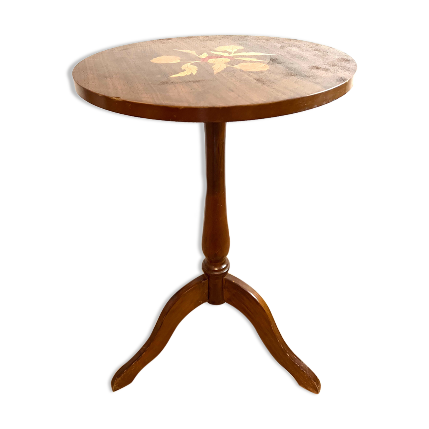 Wooden pedestal table decor flower or bedside side table