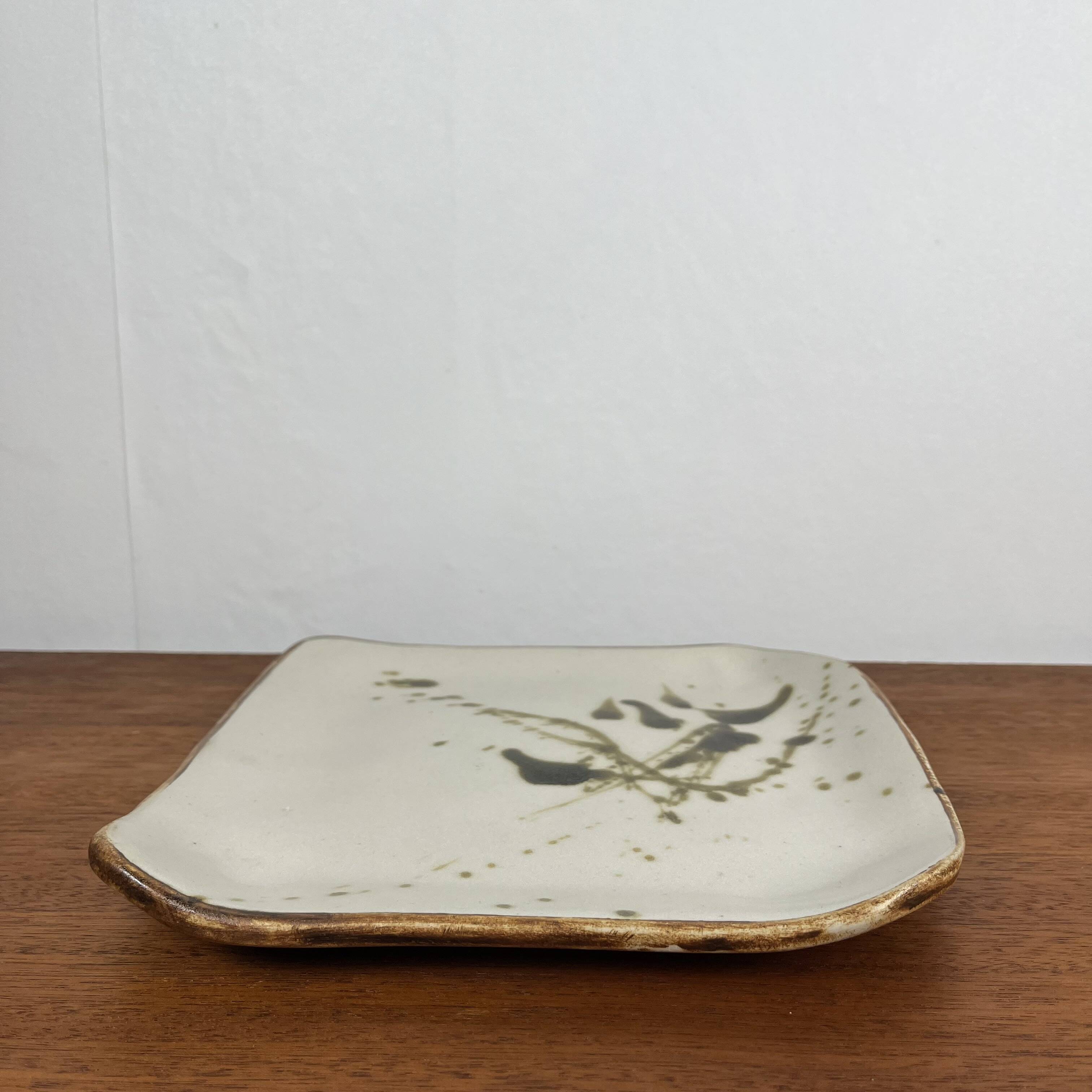 Square dish "La Colombe", 1950/60, Madeleine Brault