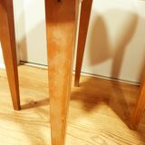 Yellow formica & wood side table