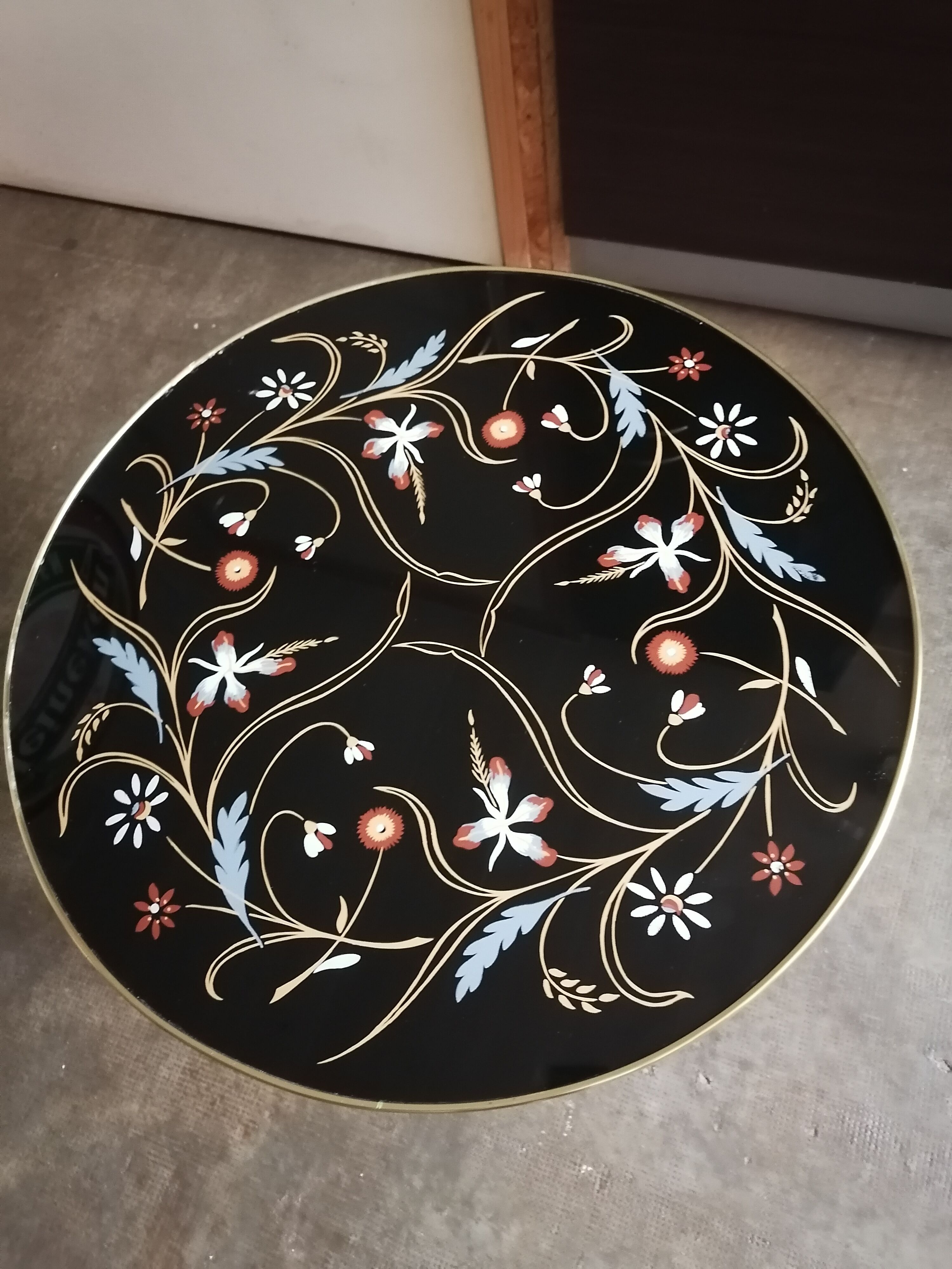 Tripod glass coffee table 1960