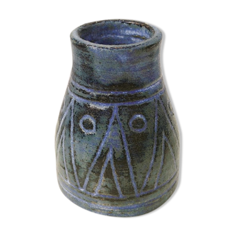 Scarified ceramic vase by Olivier Pettit vintage