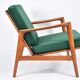 Fauteuil scandinave restauré, icône des années 60, velours