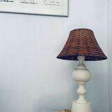 Large turned white wooden lamp
