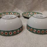 2 breakfast cups, 2 saucers, porcelain Christofle Oceana green.