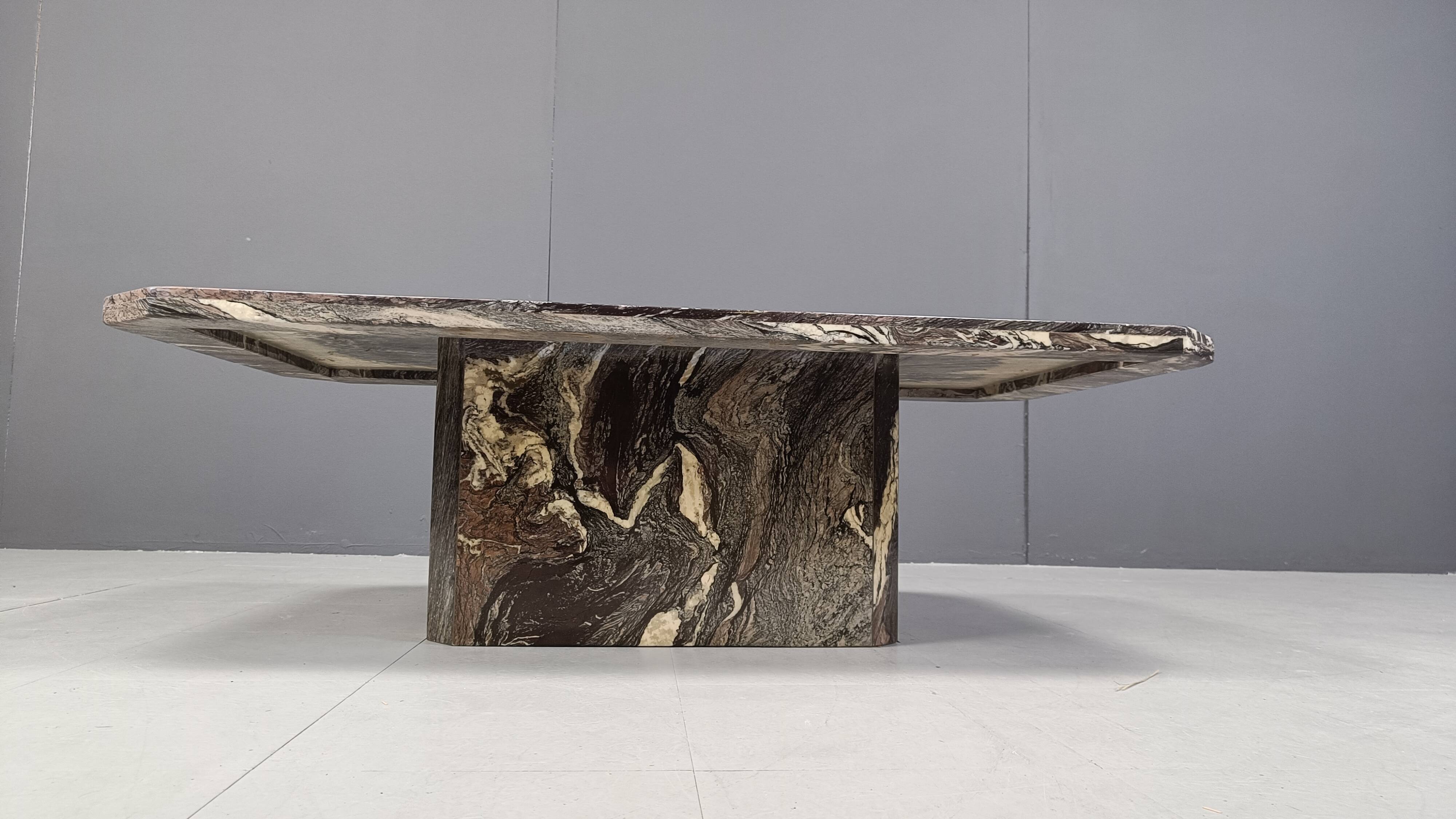 Vintage grey marble coffee table, 1970s