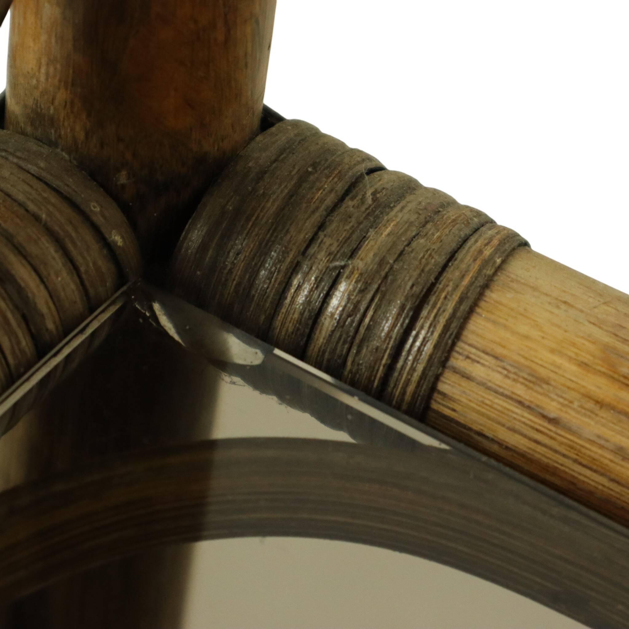 Vintage Boho Shelf Bookcase Bamboo and Smoked Glass 140cm