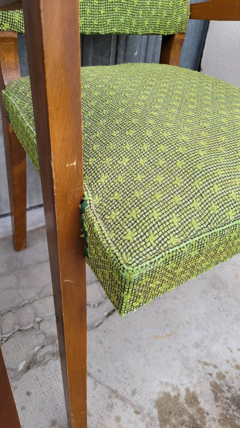 Pair of vintage bridge armchairs 1950s designer compass feet