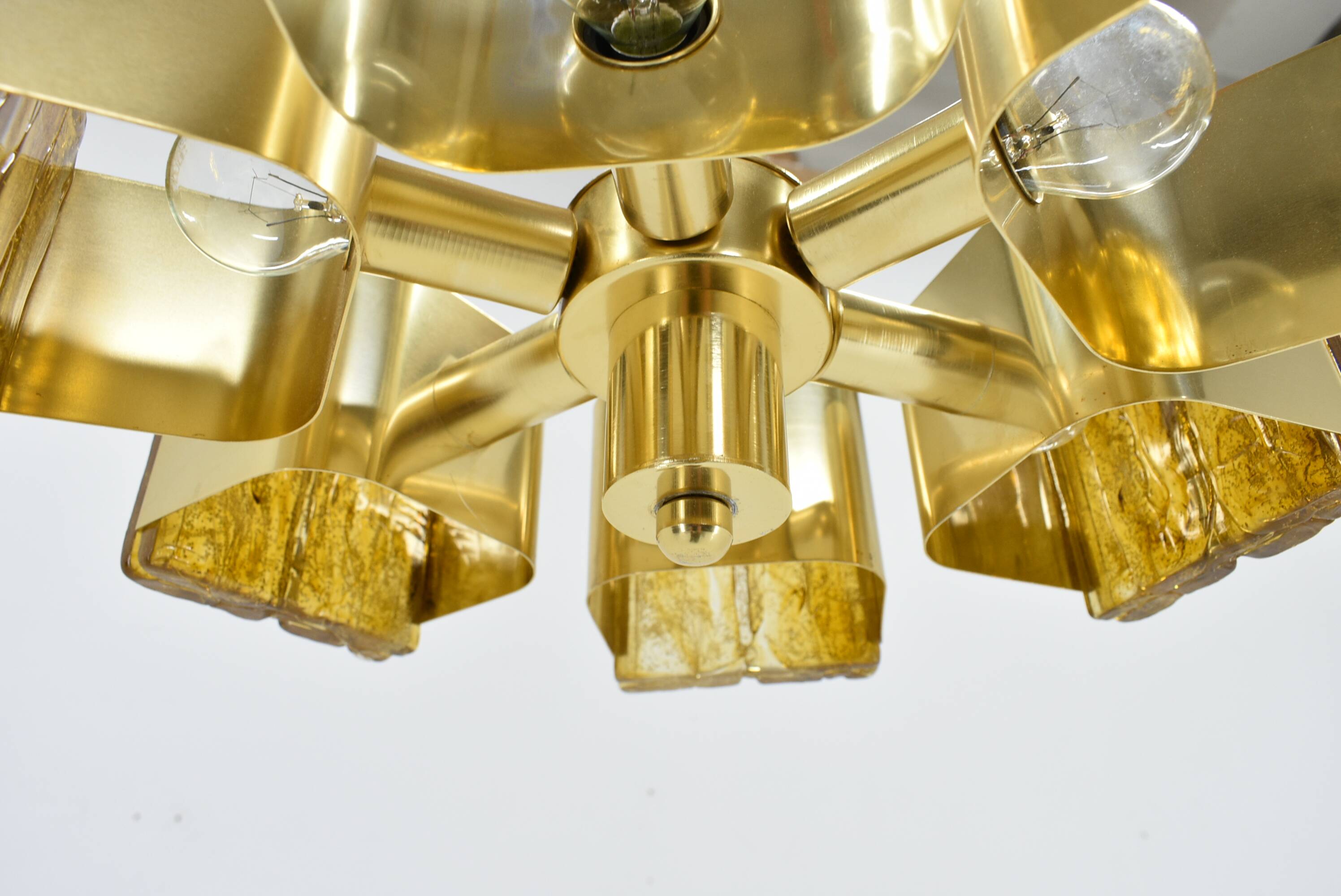 Mid-century design brass and resin pendant, 1960s / Hungary